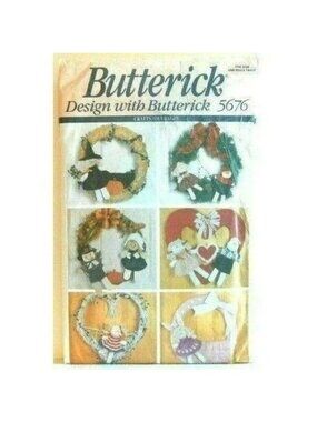 VTG Sewing Pattern Butterick 5676 Crafts Seasonal Doll Hearts 9 Holiday Wreaths